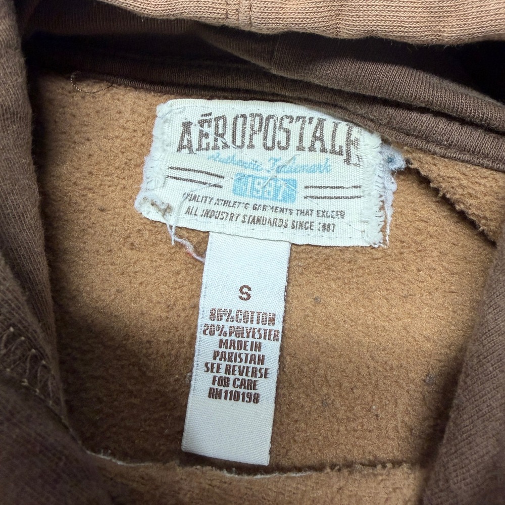 Y2K Aeropostale Hoodie Pullover Athletics Dept Graphic Cotton‎ Blend Brown Small - Picture 7 of 14